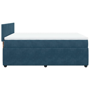 Κρεβάτι Boxspring με Στρώμα Μπλε 160x200 εκ. Βελούδινο - Pakobazaar