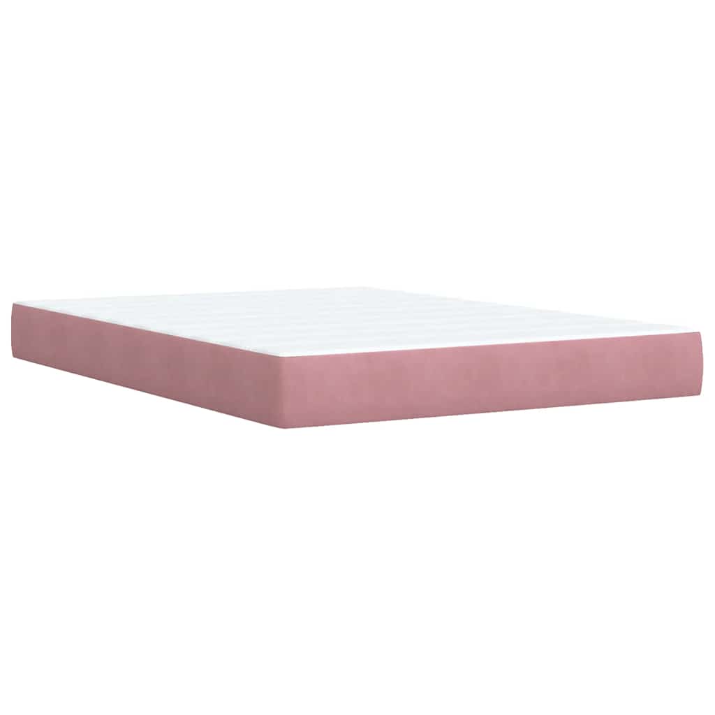 Κρεβάτι Boxspring με Στρώμα Ροζ 160x200 εκ. Βελούδινο - Pakobazaar