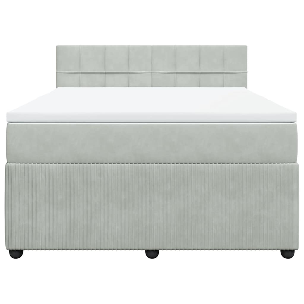 Κρεβάτι Boxspring με Στρώμα Ανοιχτό Γκρι 160x200 εκ. Βελούδινο - Pakobazaar