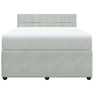 Κρεβάτι Boxspring με Στρώμα Ανοιχτό Γκρι 160x200 εκ. Βελούδινο - Pakobazaar