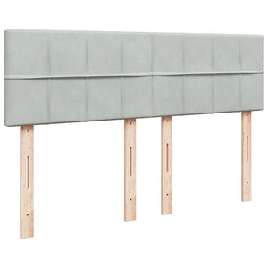 Κρεβάτι Boxspring με Στρώμα Ανοιχτό Γκρι 160x200 εκ. Βελούδινο - Pakobazaar