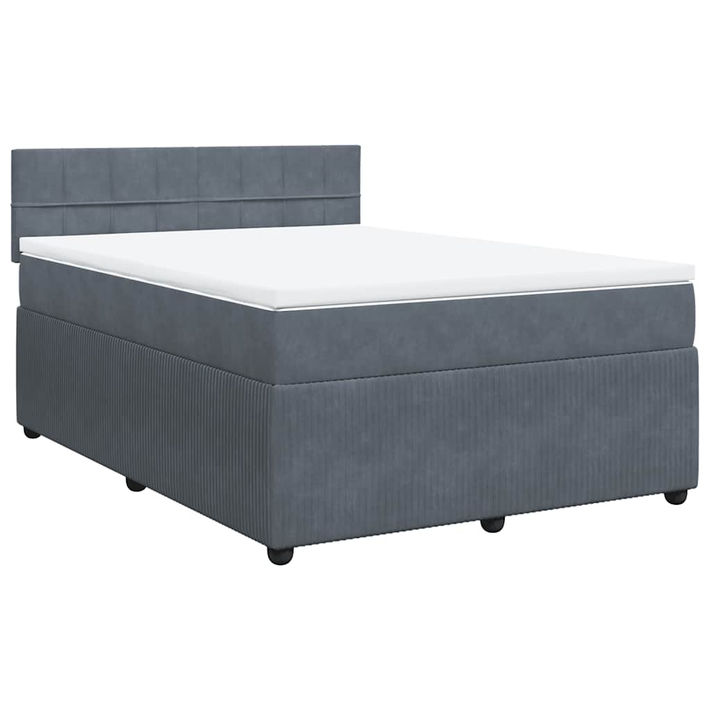 Κρεβάτι Boxspring με Στρώμα Σκούρο Γκρι 160x200 εκ. Βελούδινο - Pakobazaar