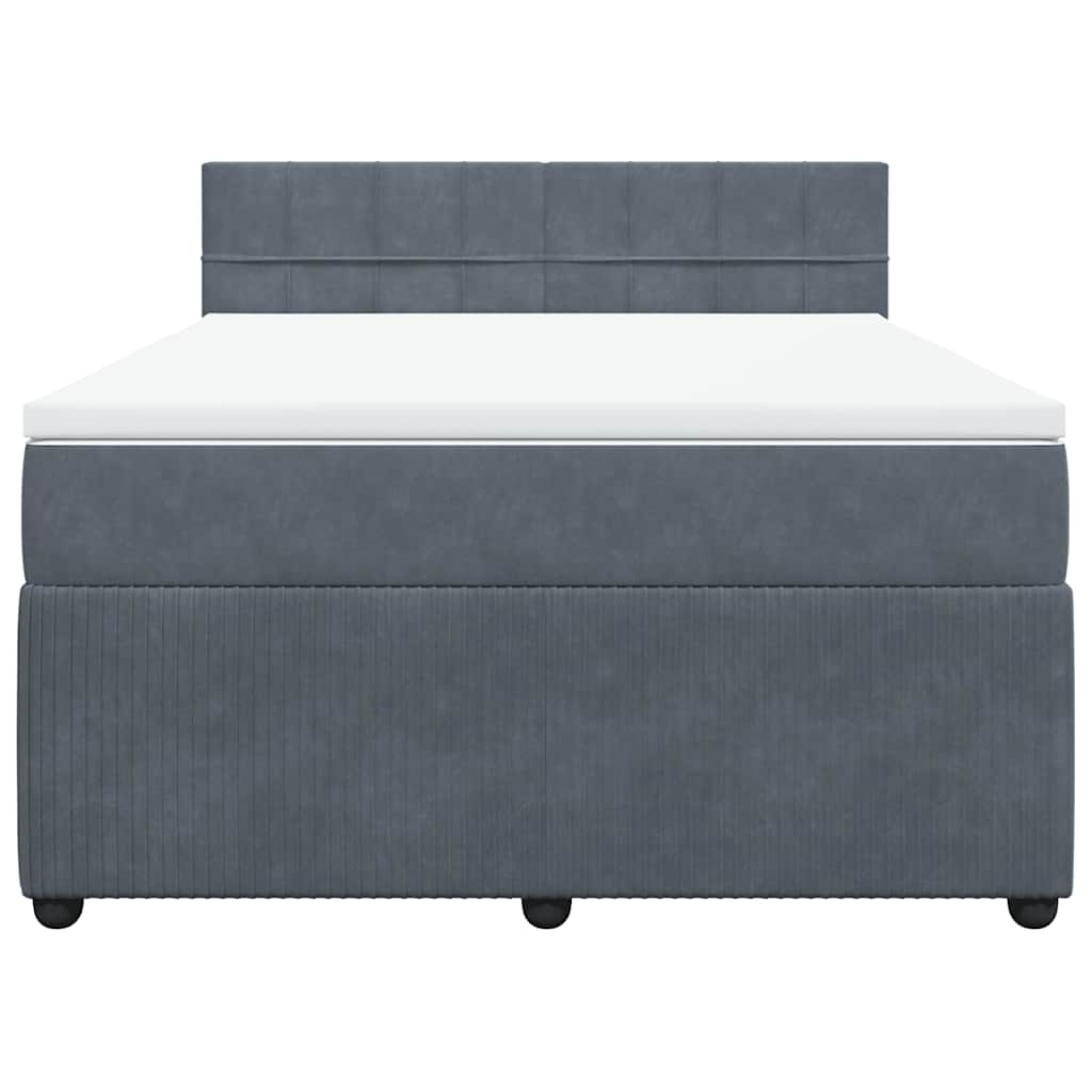 Κρεβάτι Boxspring με Στρώμα Σκούρο Γκρι 160x200 εκ. Βελούδινο - Pakobazaar