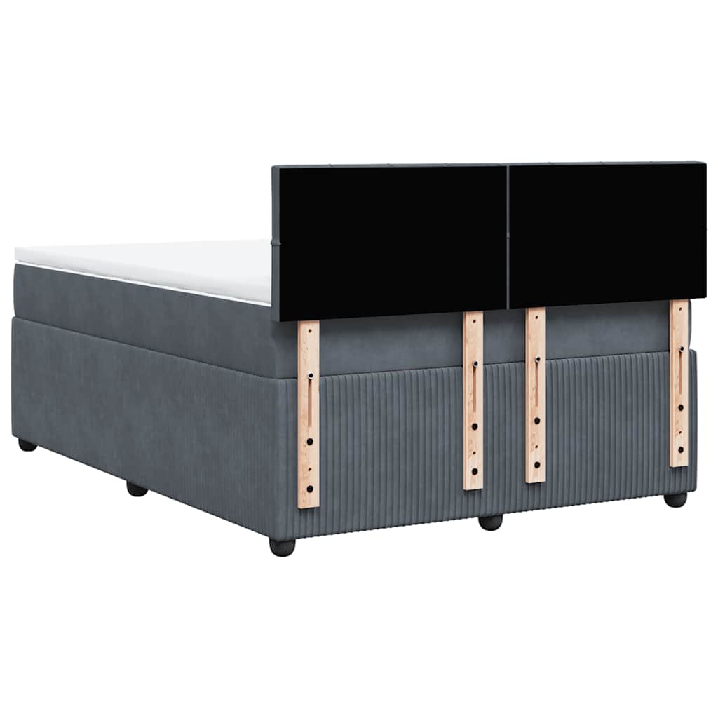 Κρεβάτι Boxspring με Στρώμα Σκούρο Γκρι 160x200 εκ. Βελούδινο - Pakobazaar