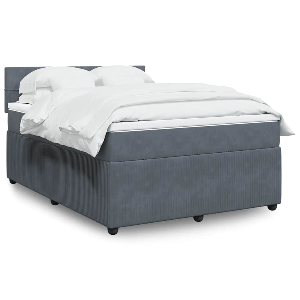 Κρεβάτι Boxspring με Στρώμα Σκούρο Γκρι 160x200 εκ. Βελούδινο - Pakobazaar