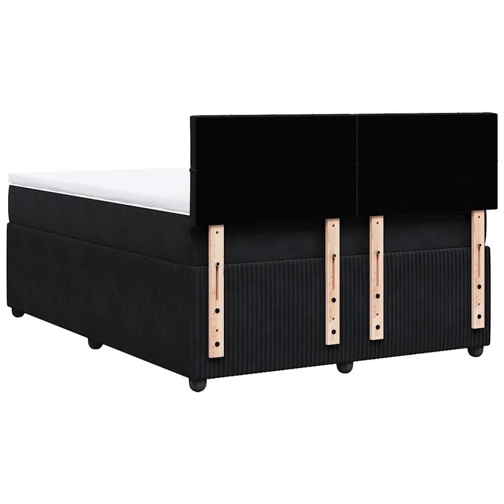 Κρεβάτι Boxspring με Στρώμα Μαύρο 160x200 εκ. Βελούδινο - Pakobazaar