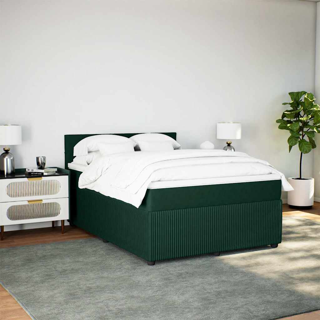 Κρεβάτι Boxspring με Στρώμα Σκούρο Πράσινο 160x200εκ. Βελούδινο - Pakobazaar