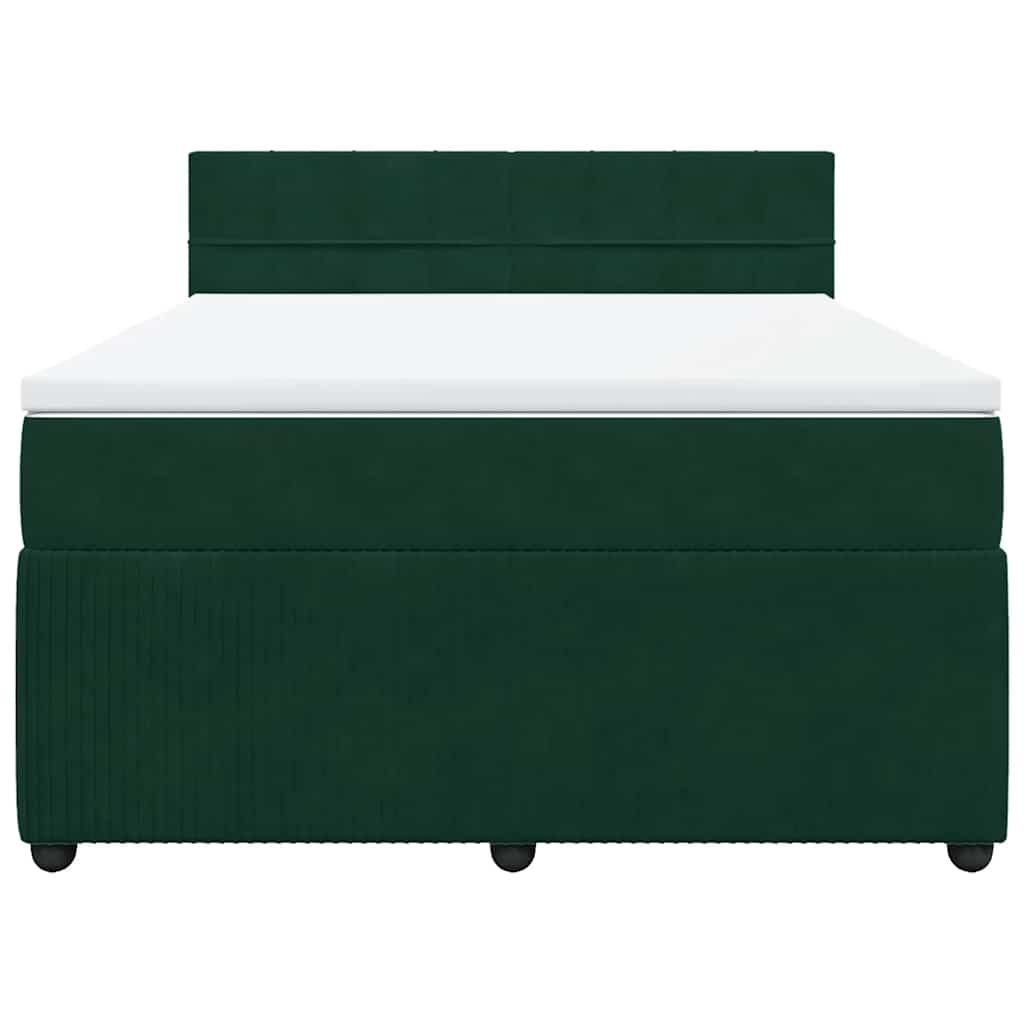 Κρεβάτι Boxspring με Στρώμα Σκούρο Πράσινο 160x200εκ. Βελούδινο - Pakobazaar