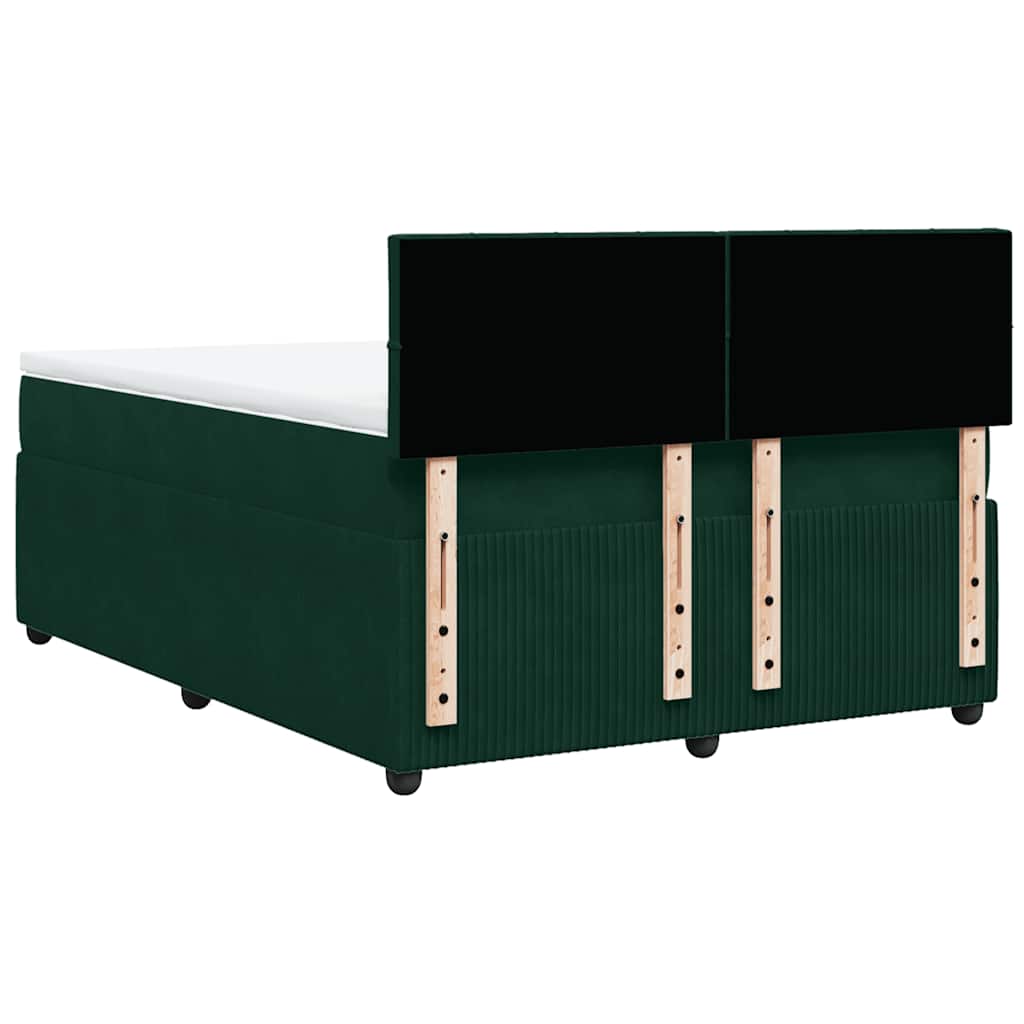 Κρεβάτι Boxspring με Στρώμα Σκούρο Πράσινο 160x200εκ. Βελούδινο - Pakobazaar