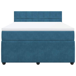 Κρεβάτι Boxspring με Στρώμα Μπλε 160x200 εκ. Βελούδινο - Pakobazaar
