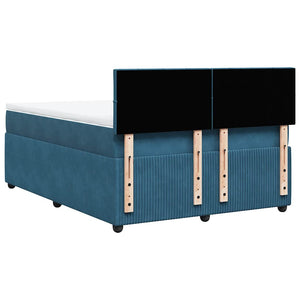 Κρεβάτι Boxspring με Στρώμα Μπλε 160x200 εκ. Βελούδινο - Pakobazaar