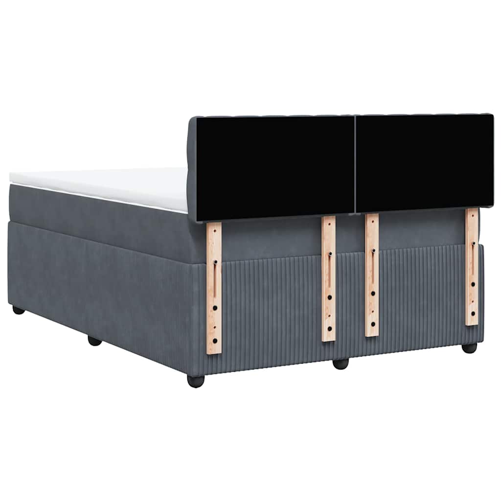 Κρεβάτι Boxspring με Στρώμα Σκούρο Γκρι 160x200 εκ. Βελούδινο - Pakobazaar