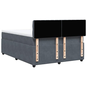 Κρεβάτι Boxspring με Στρώμα Σκούρο Γκρι 160x200 εκ. Βελούδινο - Pakobazaar