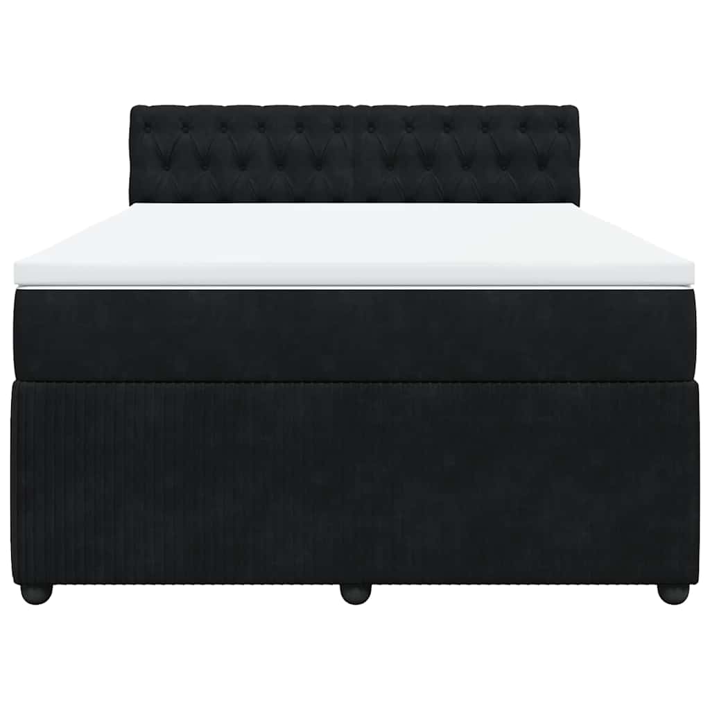 Κρεβάτι Boxspring με Στρώμα Μαύρο 160x200 εκ. Βελούδινο - Pakobazaar