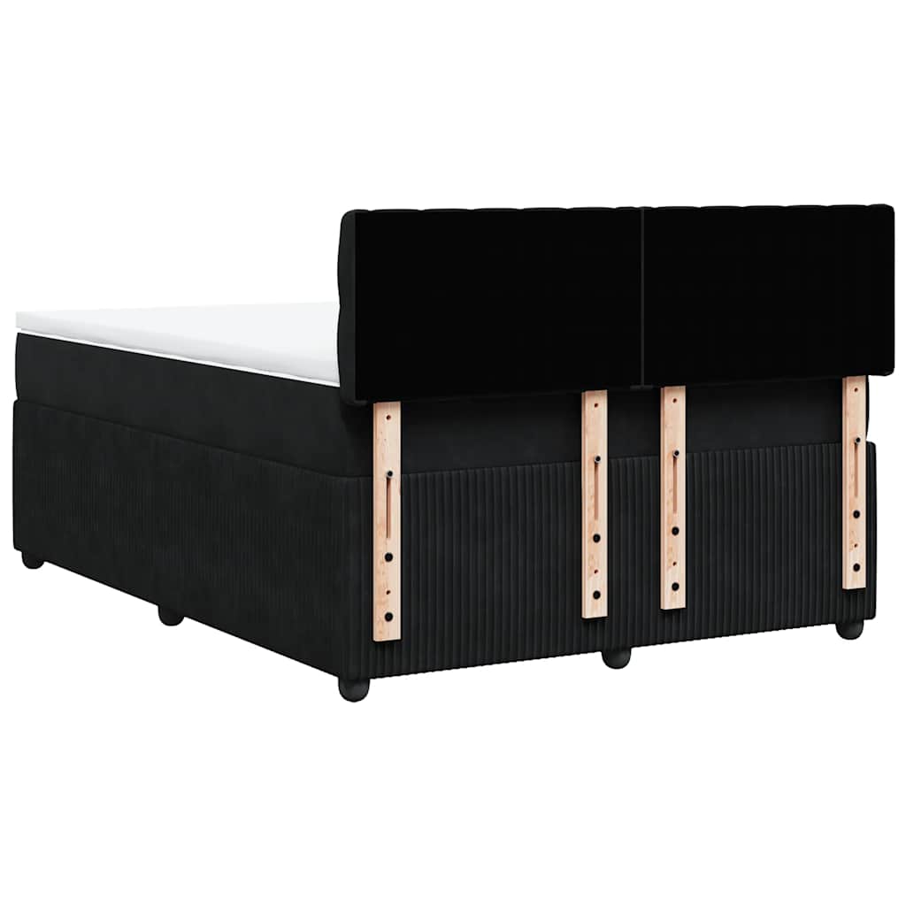 Κρεβάτι Boxspring με Στρώμα Μαύρο 160x200 εκ. Βελούδινο - Pakobazaar