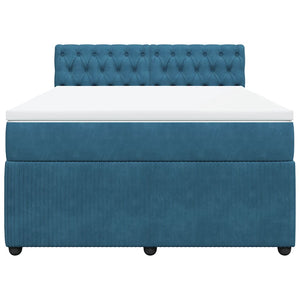 Κρεβάτι Boxspring με Στρώμα Μπλε 160x200 εκ. Βελούδινο - Pakobazaar