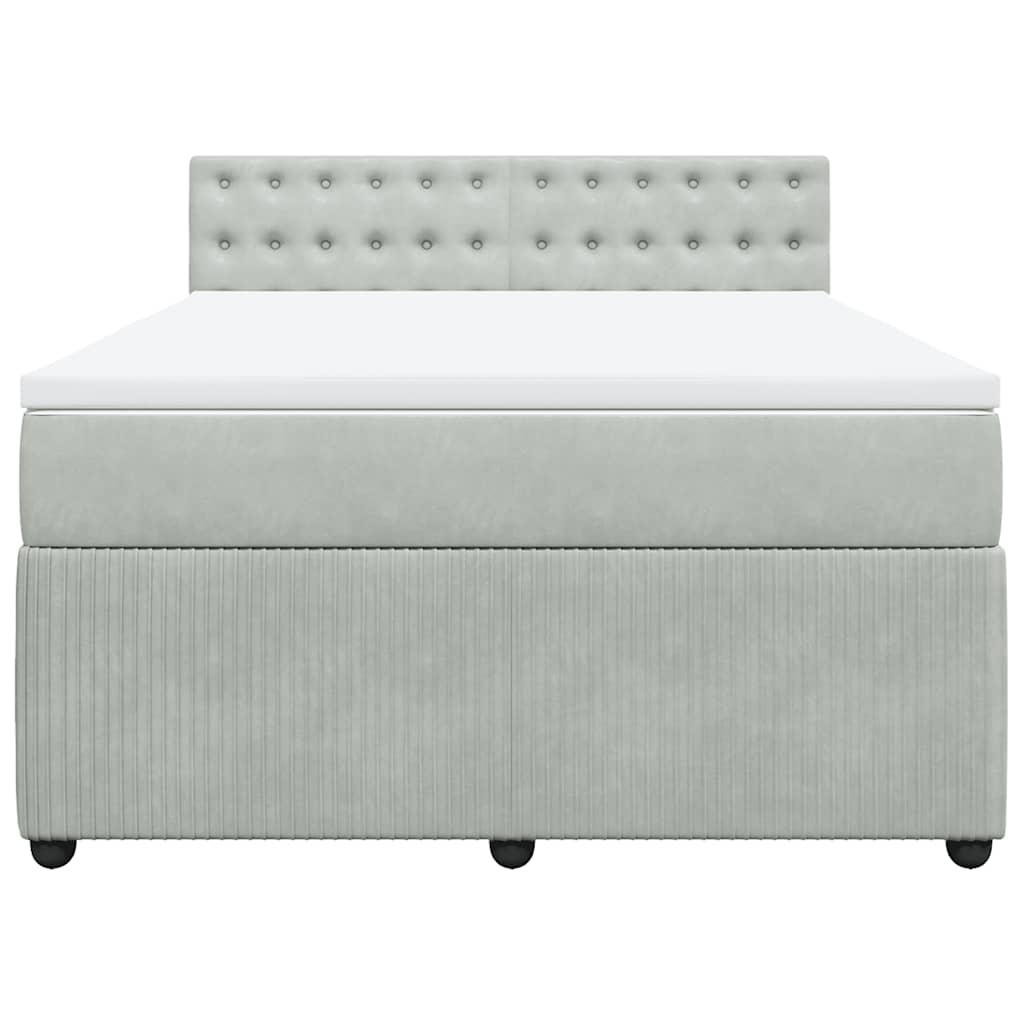 Κρεβάτι Boxspring με Στρώμα Ανοιχτό Γκρι 160x200 εκ. Βελούδινο - Pakobazaar