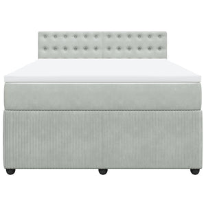 Κρεβάτι Boxspring με Στρώμα Ανοιχτό Γκρι 160x200 εκ. Βελούδινο - Pakobazaar