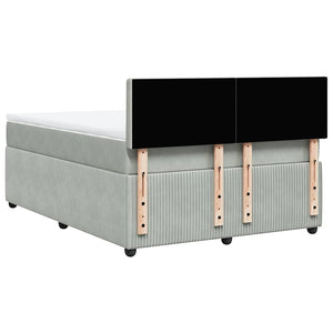 Κρεβάτι Boxspring με Στρώμα Ανοιχτό Γκρι 160x200 εκ. Βελούδινο - Pakobazaar