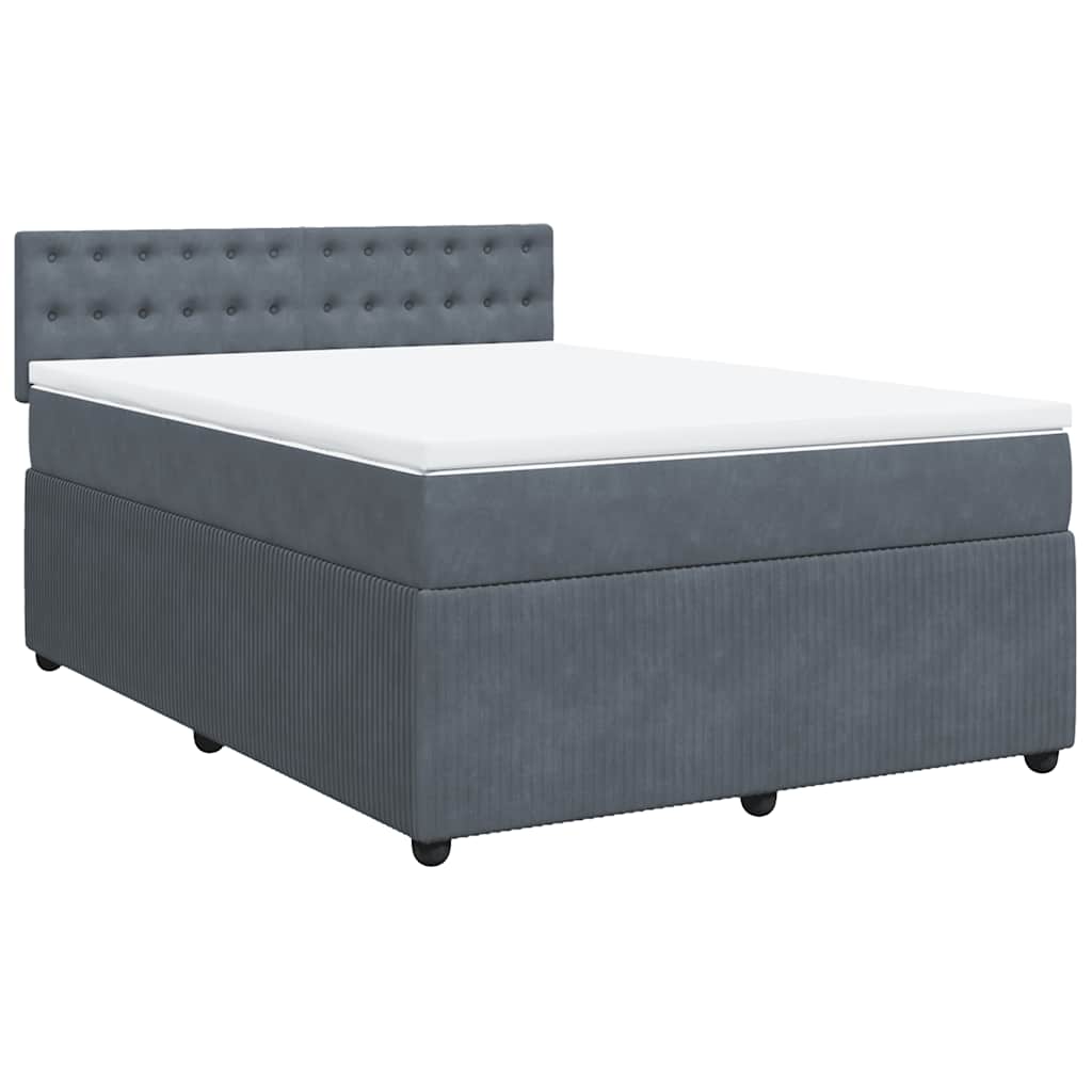 Κρεβάτι Boxspring με Στρώμα Σκούρο Γκρι 160x200 εκ. Βελούδινο - Pakobazaar