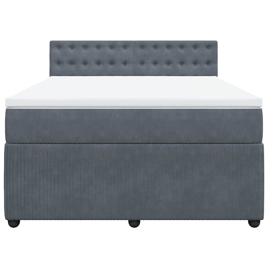 Κρεβάτι Boxspring με Στρώμα Σκούρο Γκρι 160x200 εκ. Βελούδινο - Pakobazaar