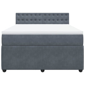 Κρεβάτι Boxspring με Στρώμα Σκούρο Γκρι 160x200 εκ. Βελούδινο - Pakobazaar