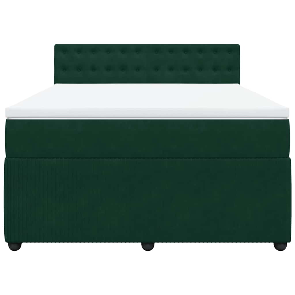 Κρεβάτι Boxspring με Στρώμα Σκούρο Πράσινο 160x200εκ. Βελούδινο - Pakobazaar