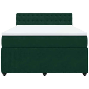 Κρεβάτι Boxspring με Στρώμα Σκούρο Πράσινο 160x200εκ. Βελούδινο - Pakobazaar