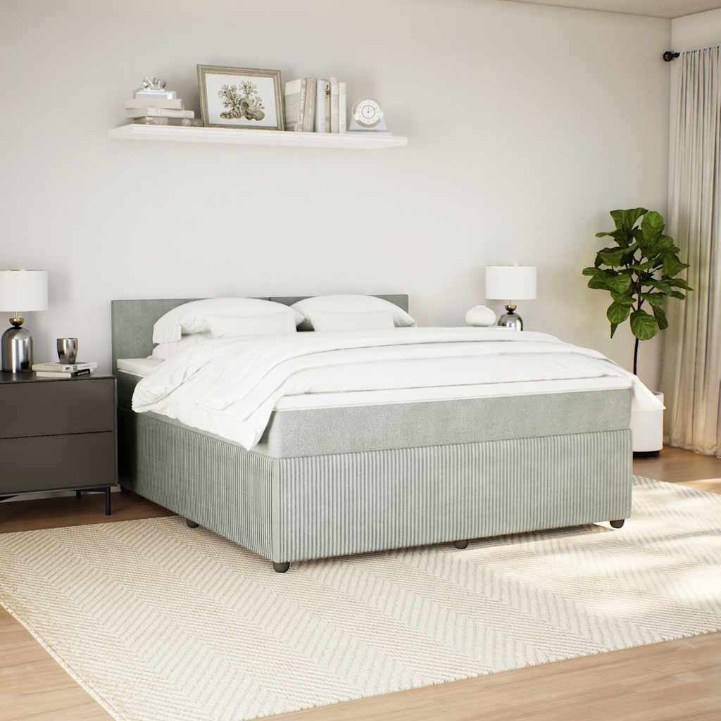 Κρεβάτι Boxspring με Στρώμα Ανοιχτό Γκρι 180x200 εκ. Βελούδινο - Pakobazaar
