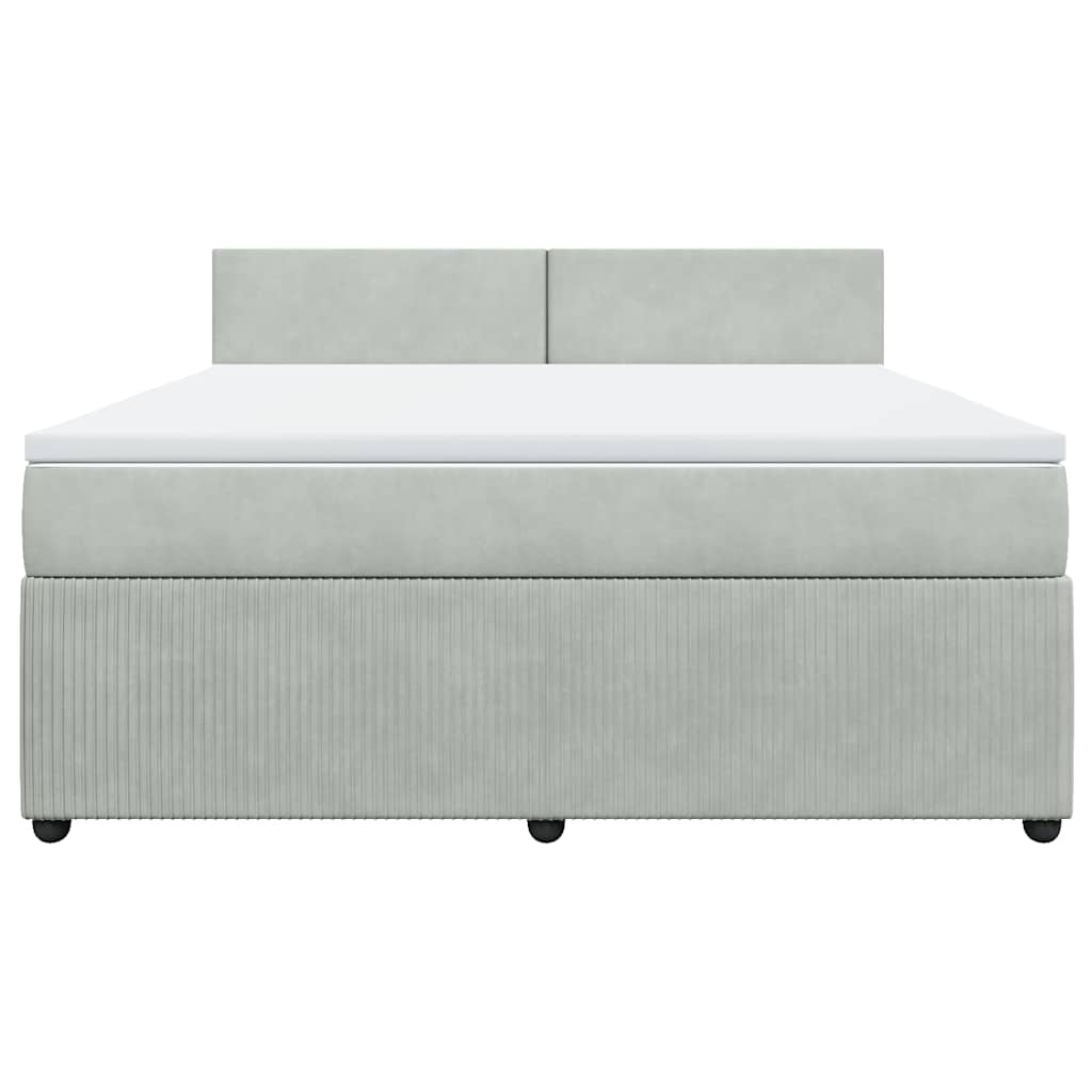 Κρεβάτι Boxspring με Στρώμα Ανοιχτό Γκρι 180x200 εκ. Βελούδινο - Pakobazaar
