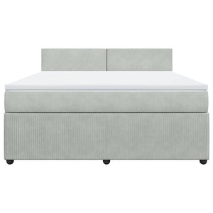 Κρεβάτι Boxspring με Στρώμα Ανοιχτό Γκρι 180x200 εκ. Βελούδινο - Pakobazaar