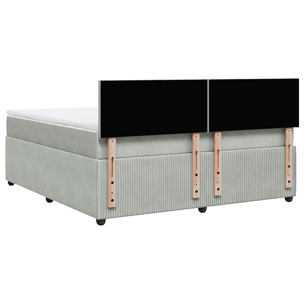Κρεβάτι Boxspring με Στρώμα Ανοιχτό Γκρι 180x200 εκ. Βελούδινο - Pakobazaar