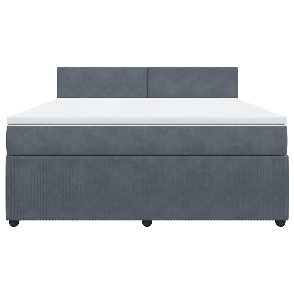 Κρεβάτι Boxspring με Στρώμα Σκούρο Γκρι 180x200 εκ. Βελούδινο - Pakobazaar