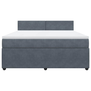 Κρεβάτι Boxspring με Στρώμα Σκούρο Γκρι 180x200 εκ. Βελούδινο - Pakobazaar