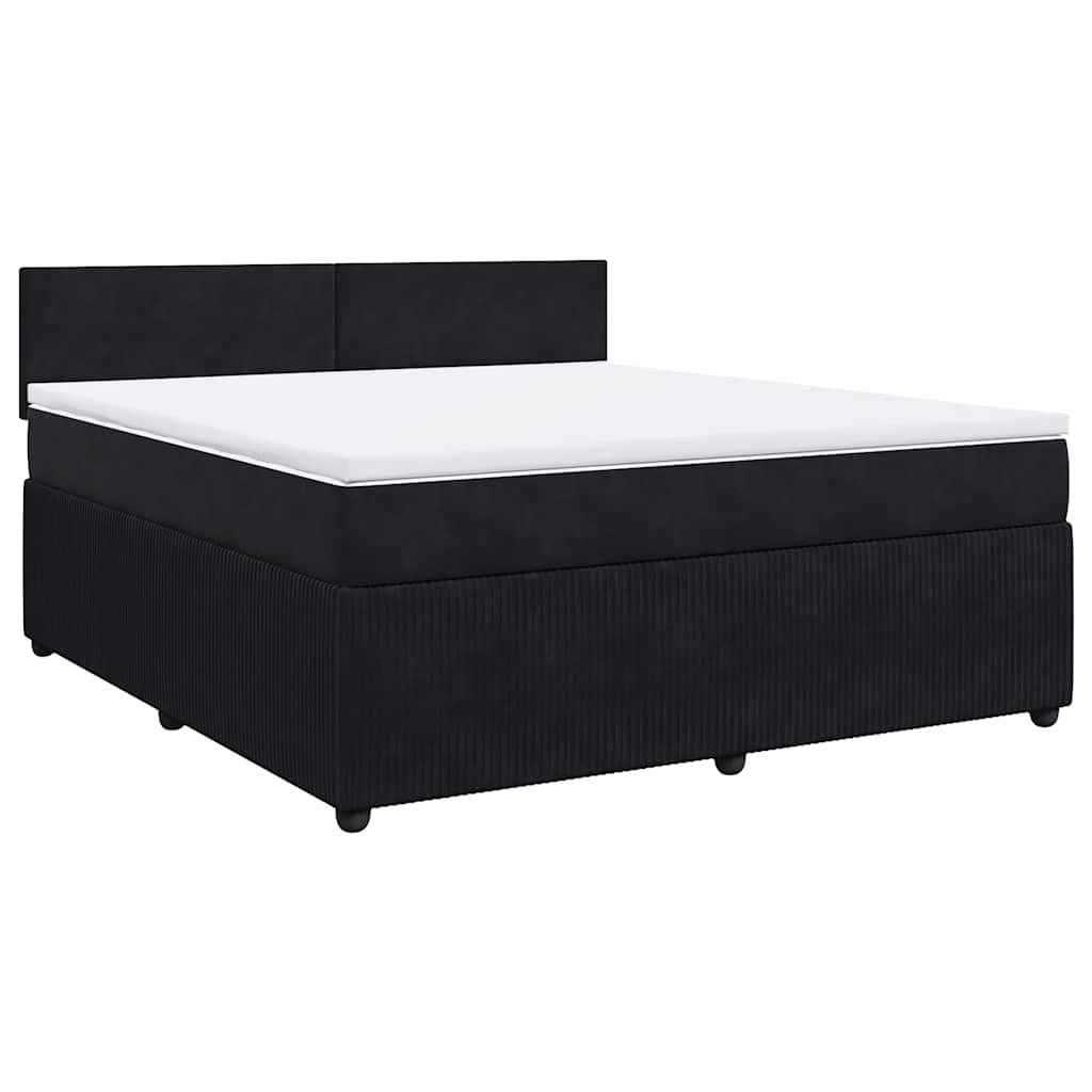 Κρεβάτι Boxspring με Στρώμα Μαύρο 180x200 εκ. Βελούδινο - Pakobazaar