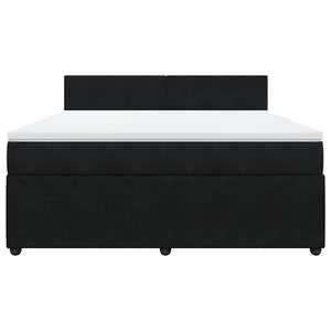 Κρεβάτι Boxspring με Στρώμα Μαύρο 180x200 εκ. Βελούδινο - Pakobazaar