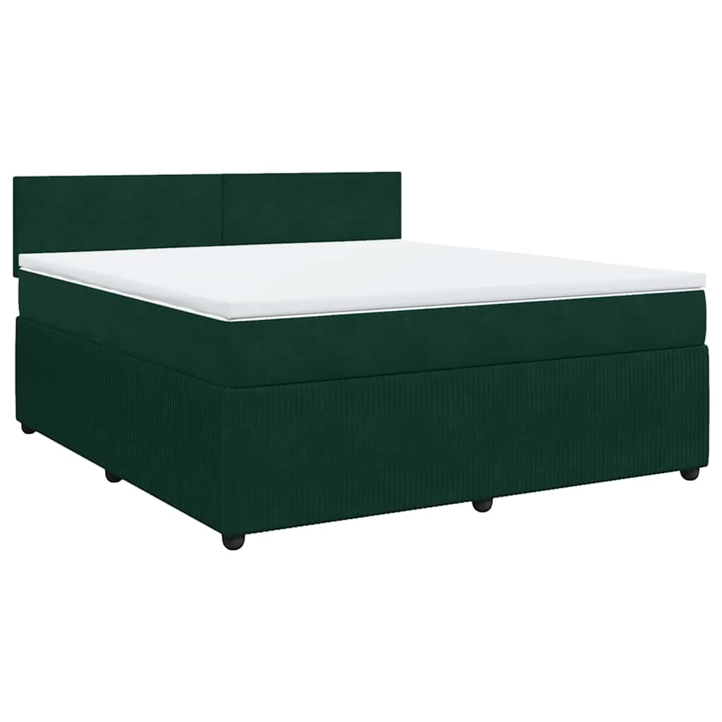 Κρεβάτι Boxspring με Στρώμα Σκούρο Πράσινο 180x200εκ. Βελούδινο