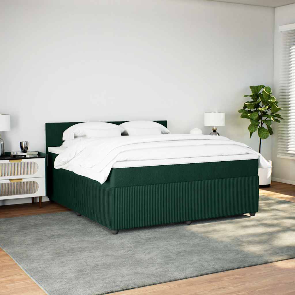 Κρεβάτι Boxspring με Στρώμα Σκούρο Πράσινο 180x200εκ. Βελούδινο