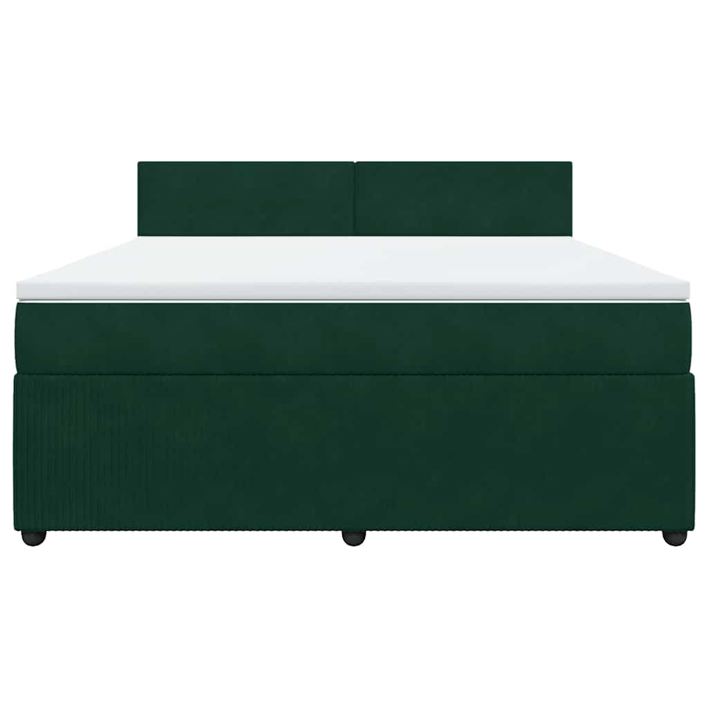 Κρεβάτι Boxspring με Στρώμα Σκούρο Πράσινο 180x200εκ. Βελούδινο
