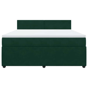 Κρεβάτι Boxspring με Στρώμα Σκούρο Πράσινο 180x200εκ. Βελούδινο