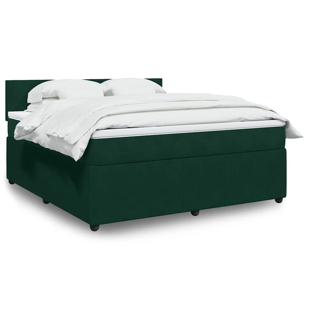 Κρεβάτι Boxspring με Στρώμα Σκούρο Πράσινο 180x200εκ. Βελούδινο