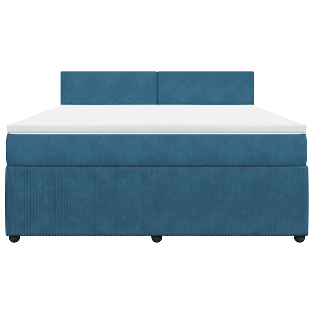 Κρεβάτι Boxspring με Στρώμα Μπλε 180x200 εκ. Βελούδινο