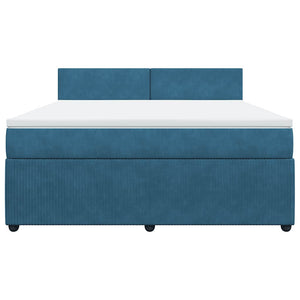 Κρεβάτι Boxspring με Στρώμα Μπλε 180x200 εκ. Βελούδινο
