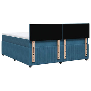Κρεβάτι Boxspring με Στρώμα Μπλε 180x200 εκ. Βελούδινο