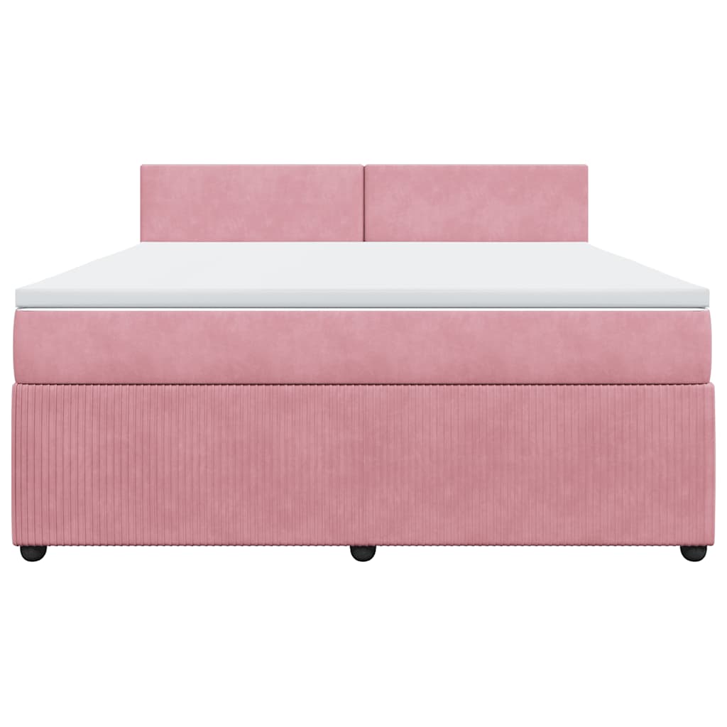Κρεβάτι Boxspring με Στρώμα Ροζ 180x200 εκ. Βελούδινο