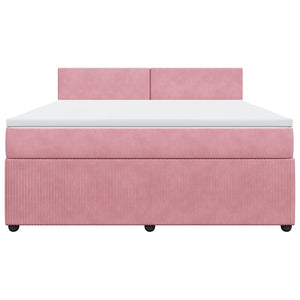 Κρεβάτι Boxspring με Στρώμα Ροζ 180x200 εκ. Βελούδινο