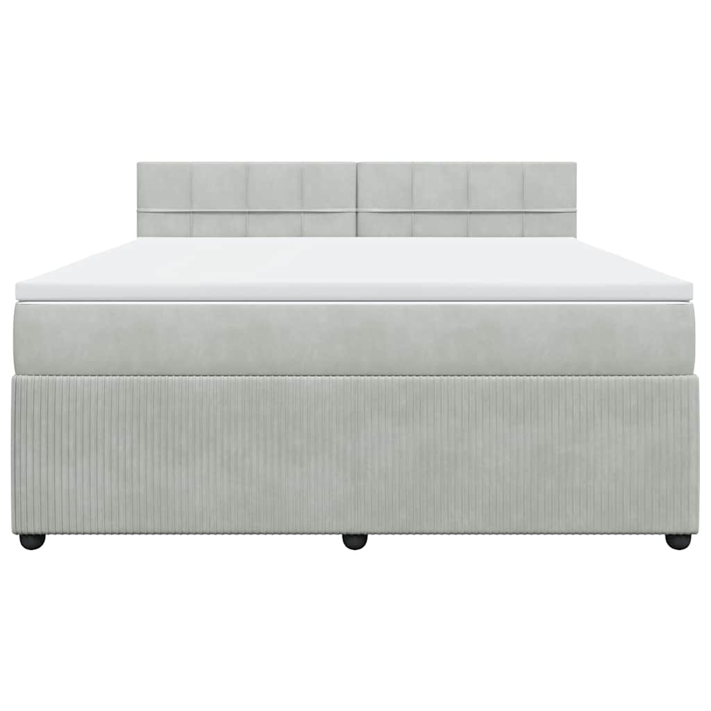 Κρεβάτι Boxspring με Στρώμα Ανοιχτό Γκρι 180x200 εκ. Βελούδινο - Pakobazaar