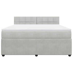 Κρεβάτι Boxspring με Στρώμα Ανοιχτό Γκρι 180x200 εκ. Βελούδινο - Pakobazaar