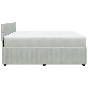 Κρεβάτι Boxspring με Στρώμα Ανοιχτό Γκρι 180x200 εκ. Βελούδινο - Pakobazaar