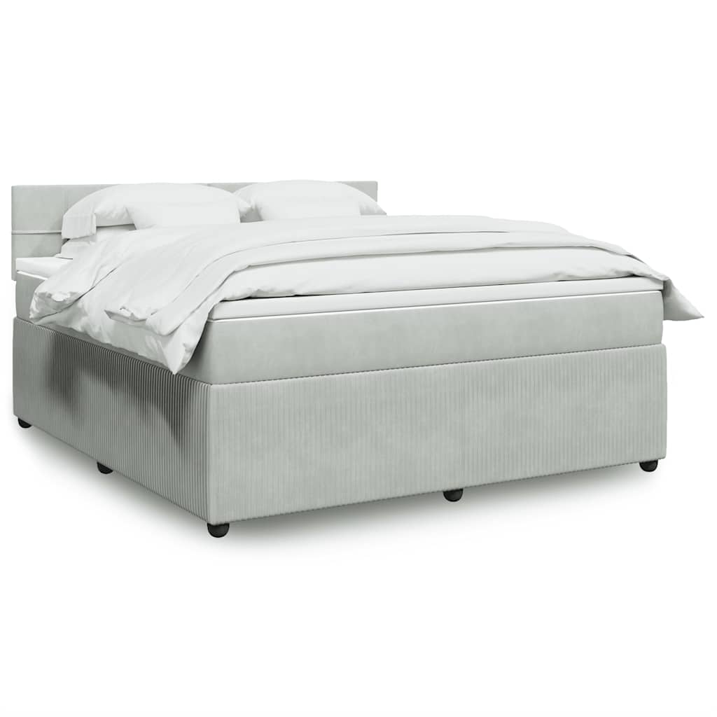 Κρεβάτι Boxspring με Στρώμα Ανοιχτό Γκρι 180x200 εκ. Βελούδινο - Pakobazaar